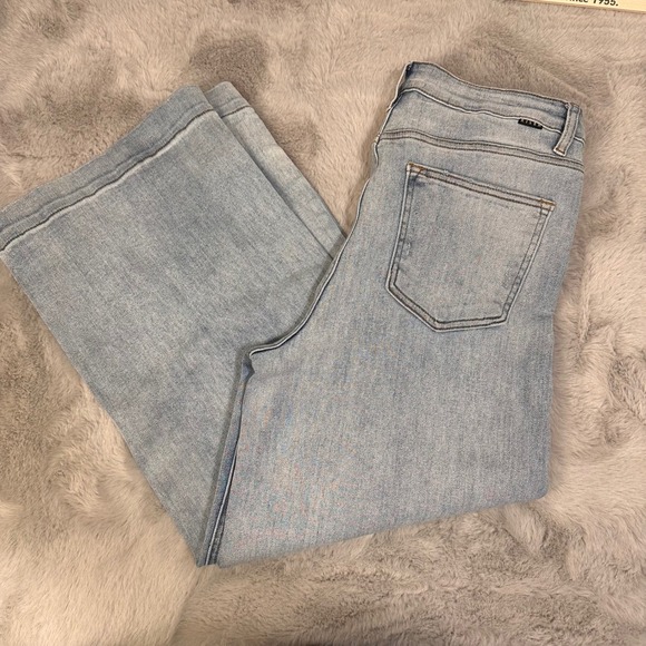 Risen Jeans Womens 13/31 Light Wash Wide Leg Cropped High Rise Stretch Denim - Picture 2 of 7